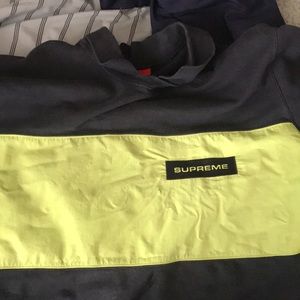 Supreme navy/lime green crew neck pullover FW/17